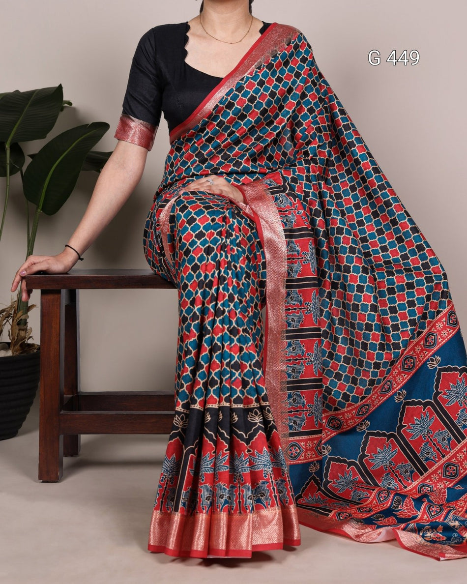 Premium Tasar Silk Sarees with Viscose Border Detail - G 449