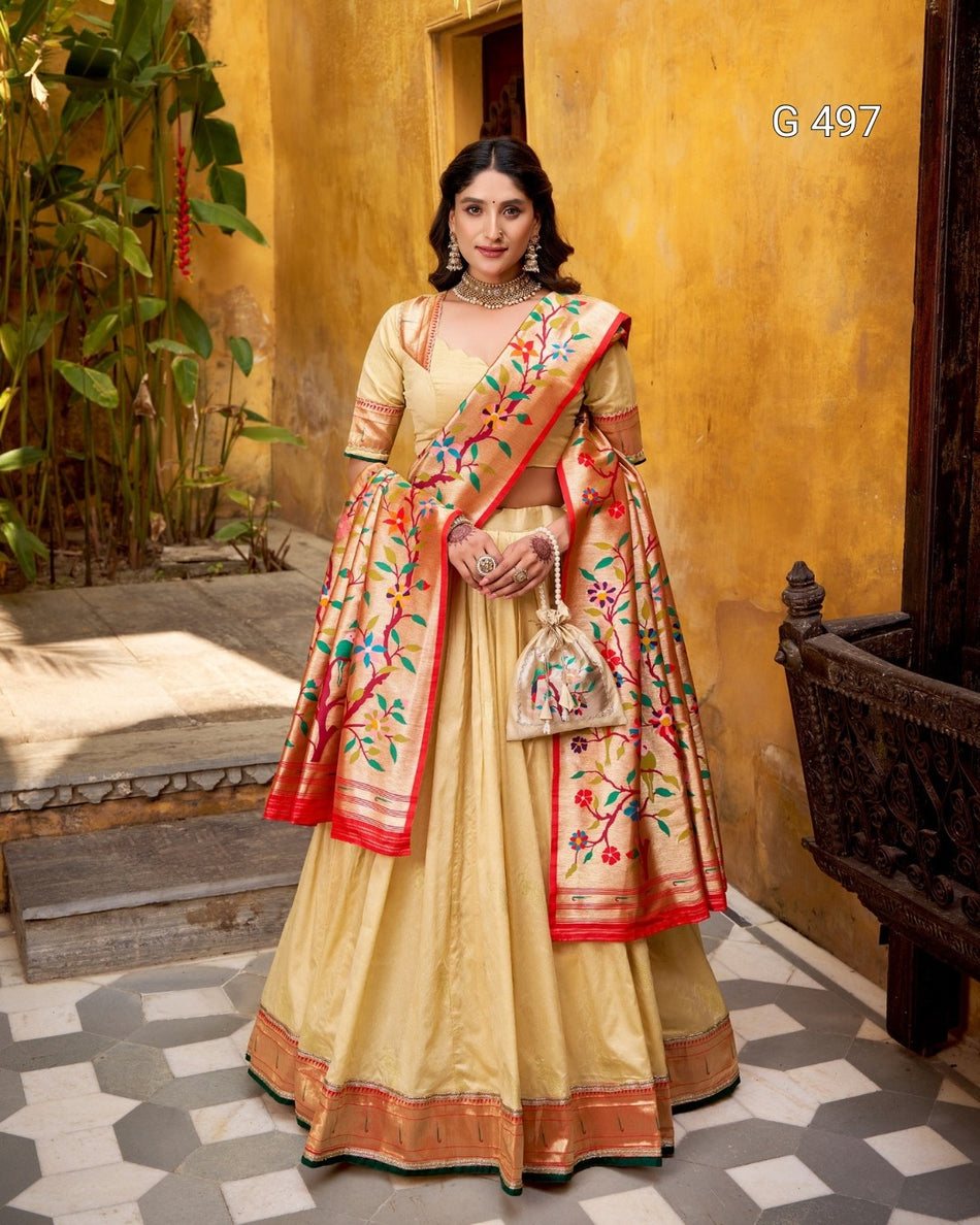Premium Paithani Lehenga with Lace Border Design - G 497
