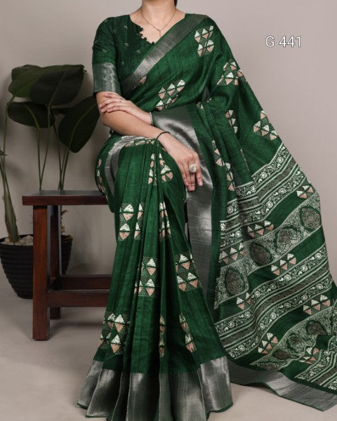Graceful Printed Slub Silk Sarees for Every Occasion - G 441