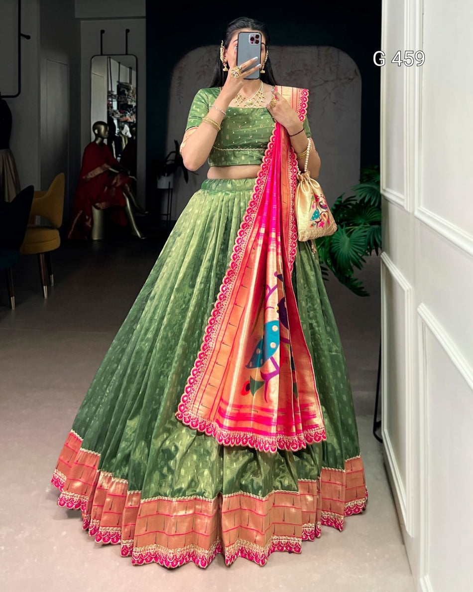 Classic Organza Lehenga with Elegant Border Design - G 459