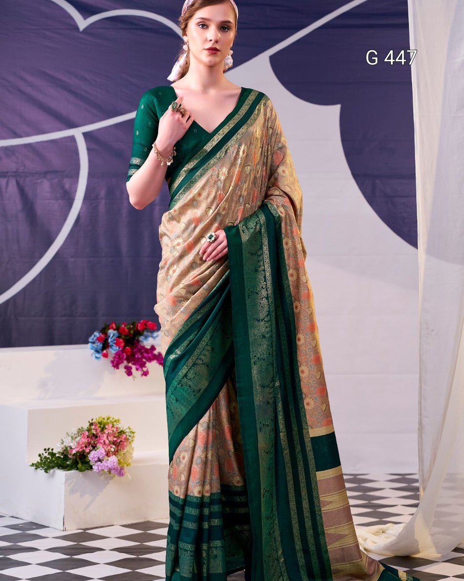 Beautiful Tasar Silk Sarees with Elegant Foil Work -  G 447