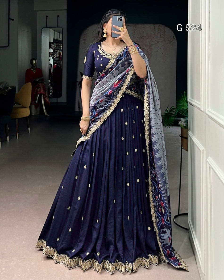 Graceful Vichitra Tussar Lehenga with Sophisticated Look -  G 524