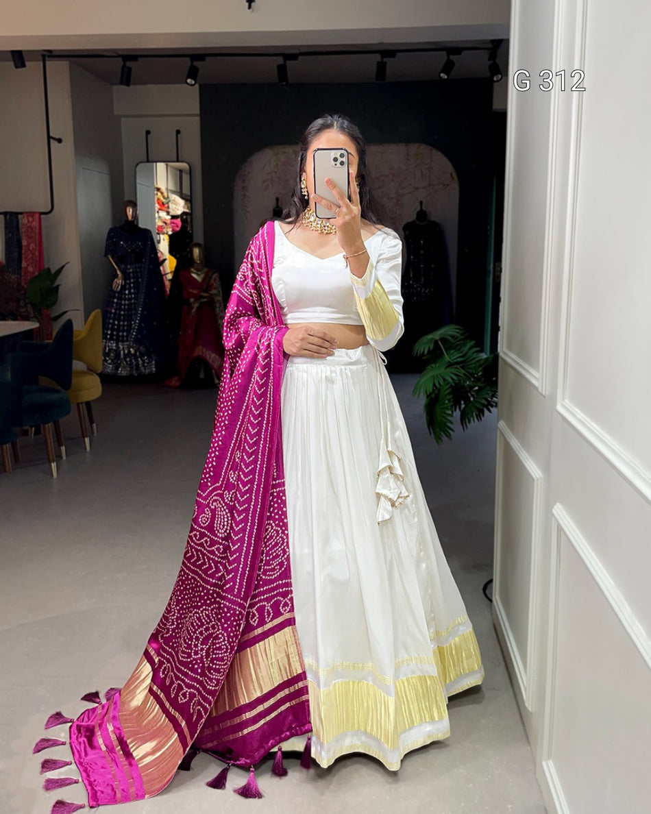 Gaji Silk Lehenga with Dyeing & Lagdi Patta Work – G 312