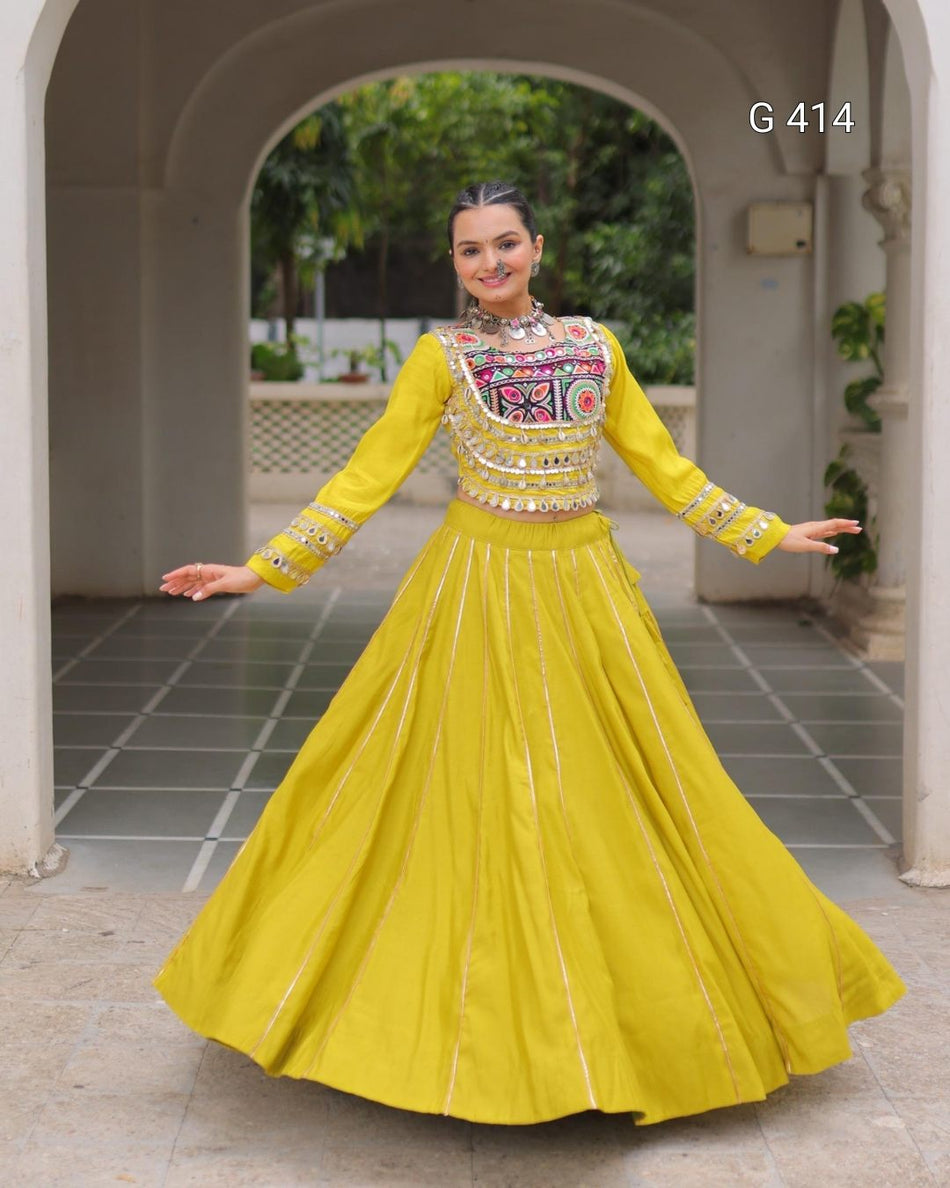 Roman Lehenga with Gota-Patti Lace & Embroidered Top – G 414