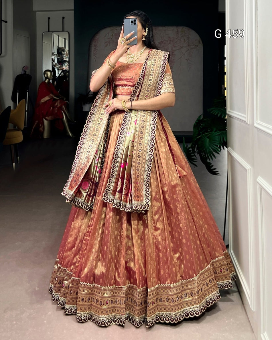 Classic Organza Lehenga with Elegant Border Design - G 459