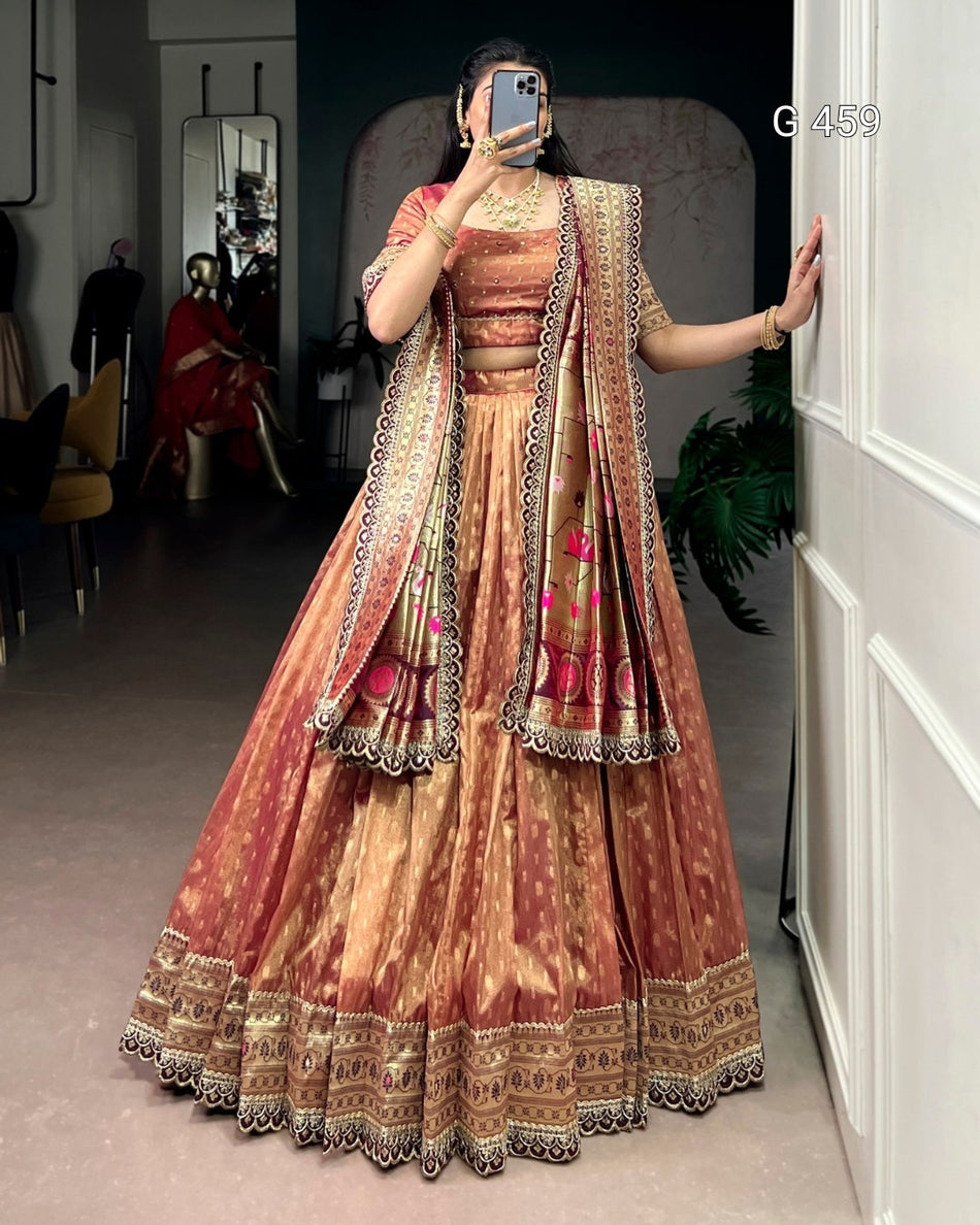 Classic Organza Lehenga with Elegant Border Design - G 459