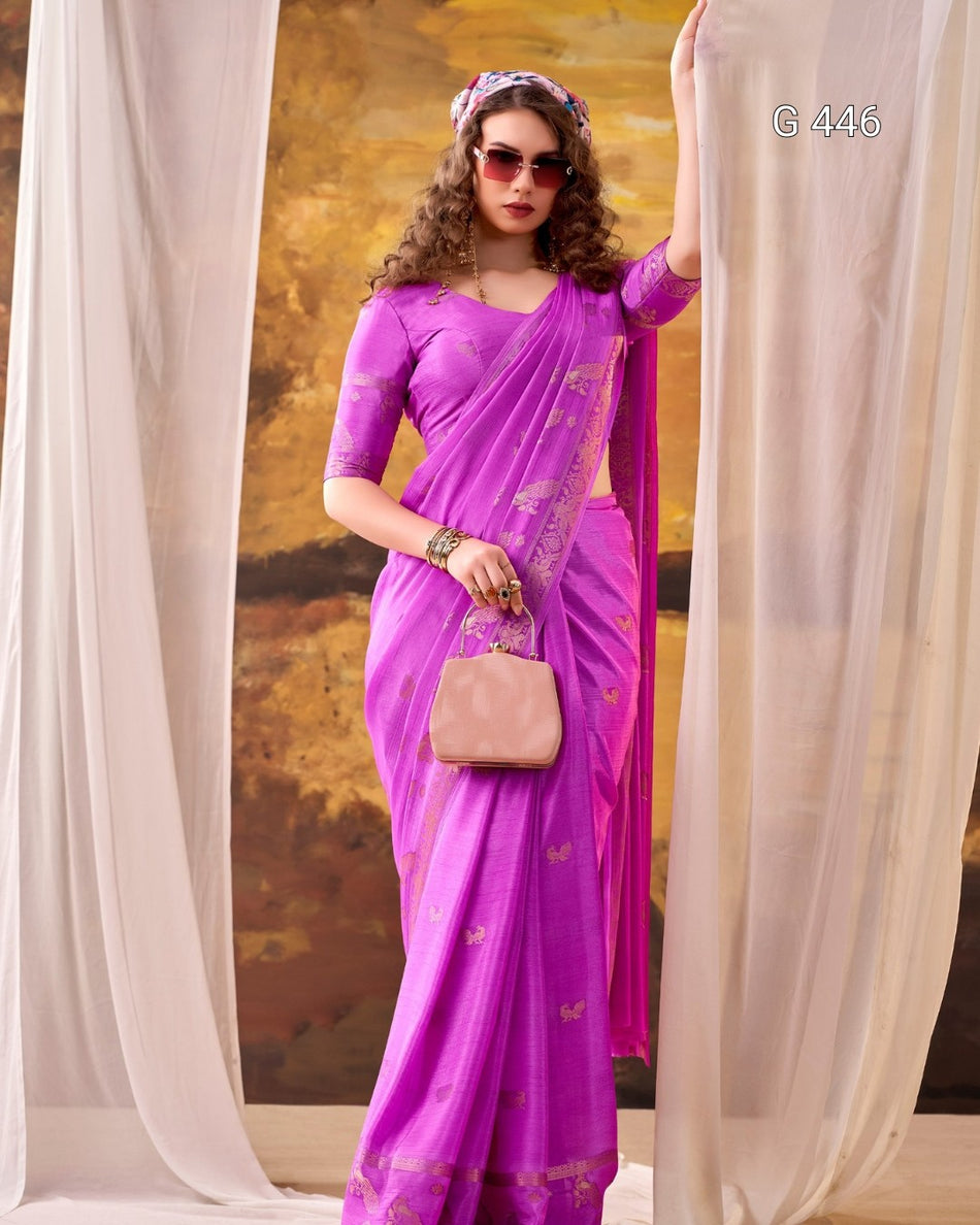 Beautiful Crepe Sarees with Elegant Weaving Designs - G 446