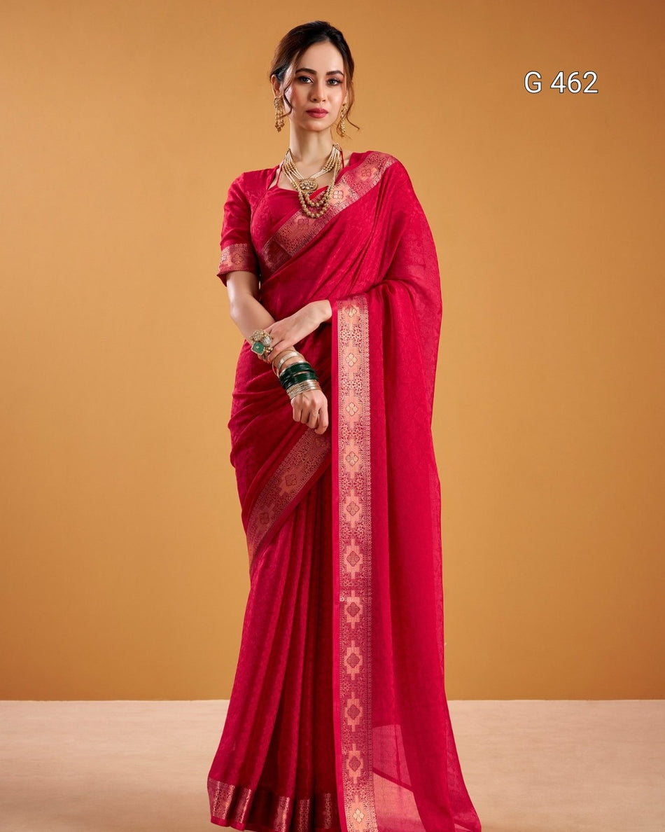 Beautiful Shimmer Sarees with Elegant Border Detail - G 462