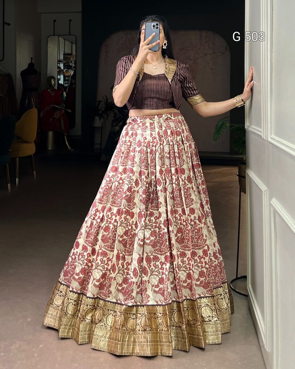 Stylish Tasar Silk Lehenga with Traditional Charm - G 503