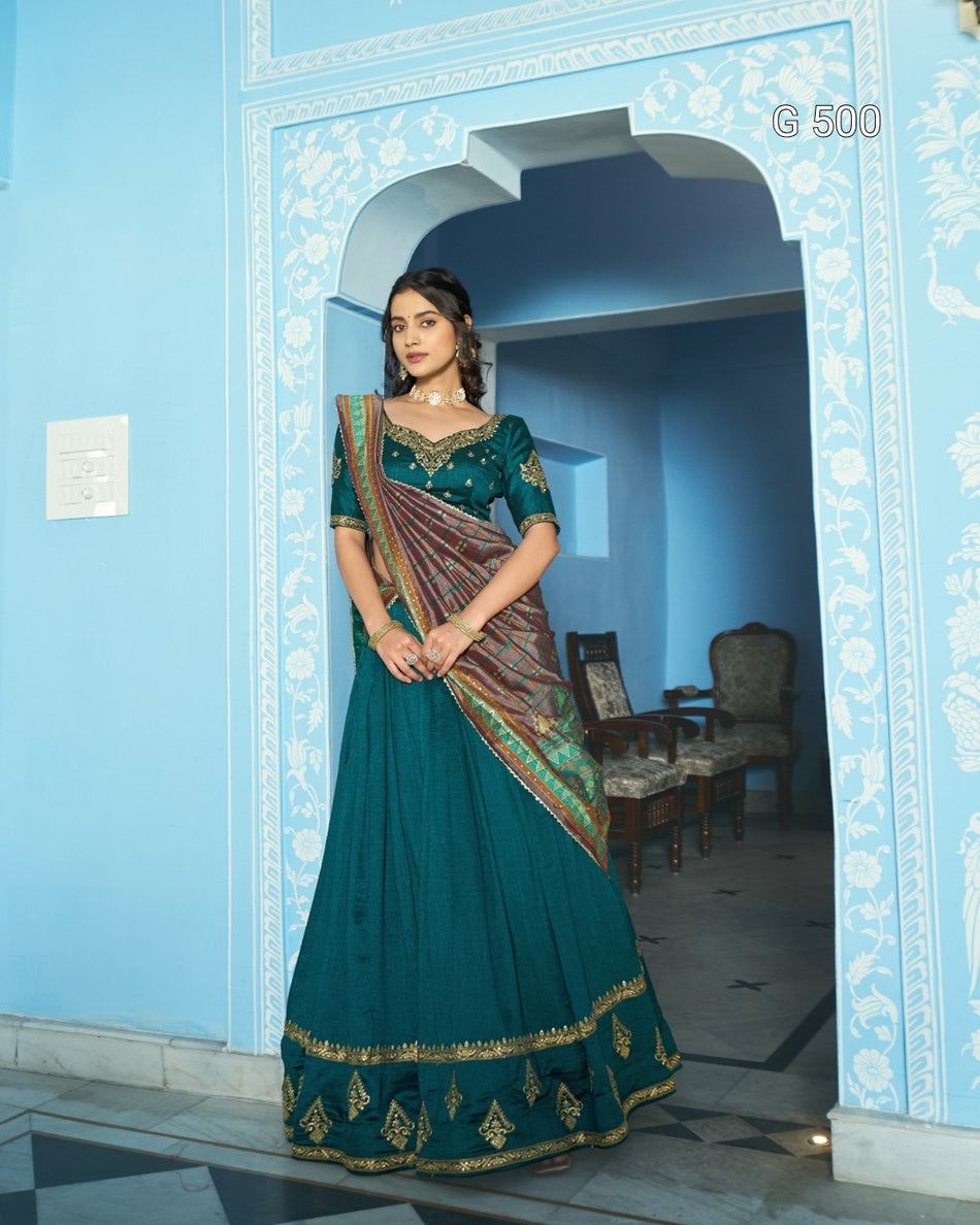 Graceful Vichitra Silk Lehenga for Special Occasions - G 500