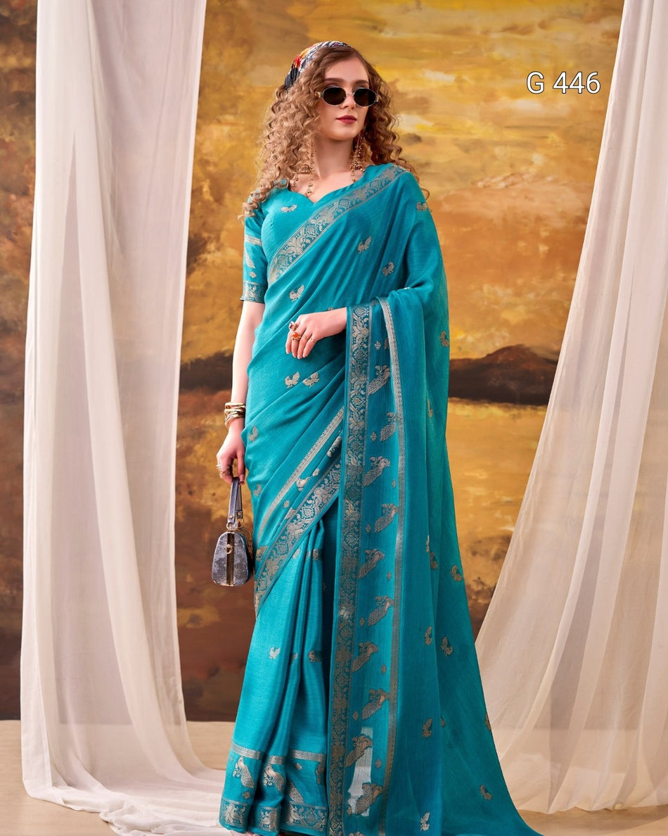 Beautiful Crepe Sarees with Elegant Weaving Designs - G 446
