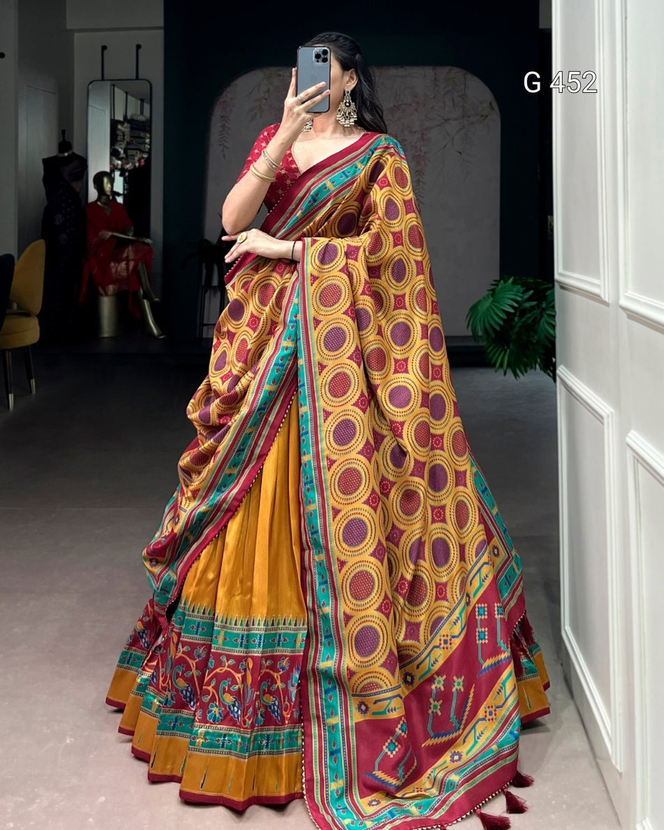 Designer Tasar Silk Lehenga Choli for Festive Style - G 452