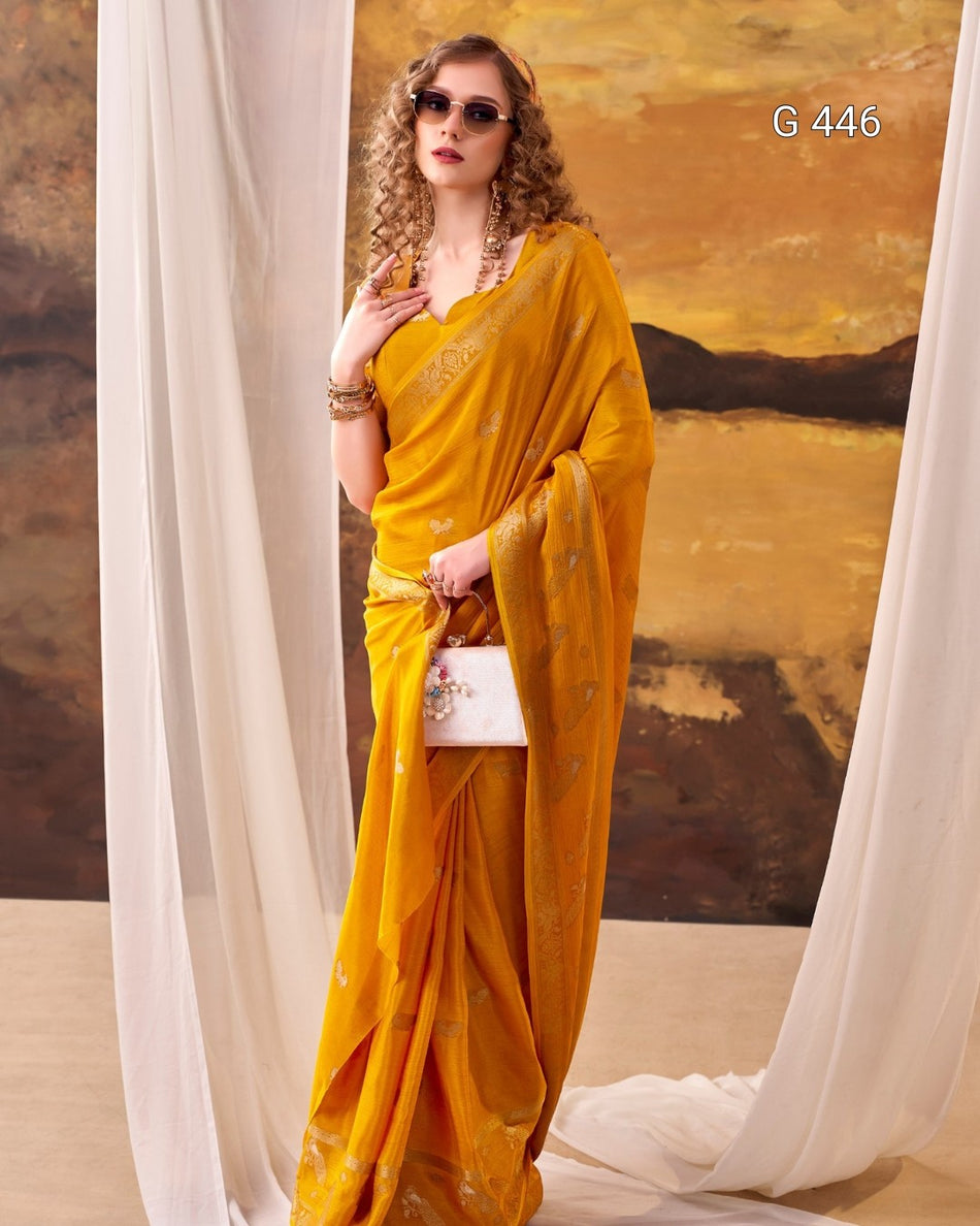 Beautiful Crepe Sarees with Elegant Weaving Designs - G 446