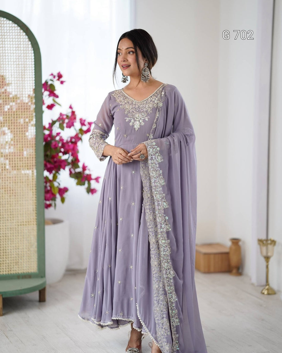 Luxurious Rainbow Sequence Anarkali for Celebrations G 702