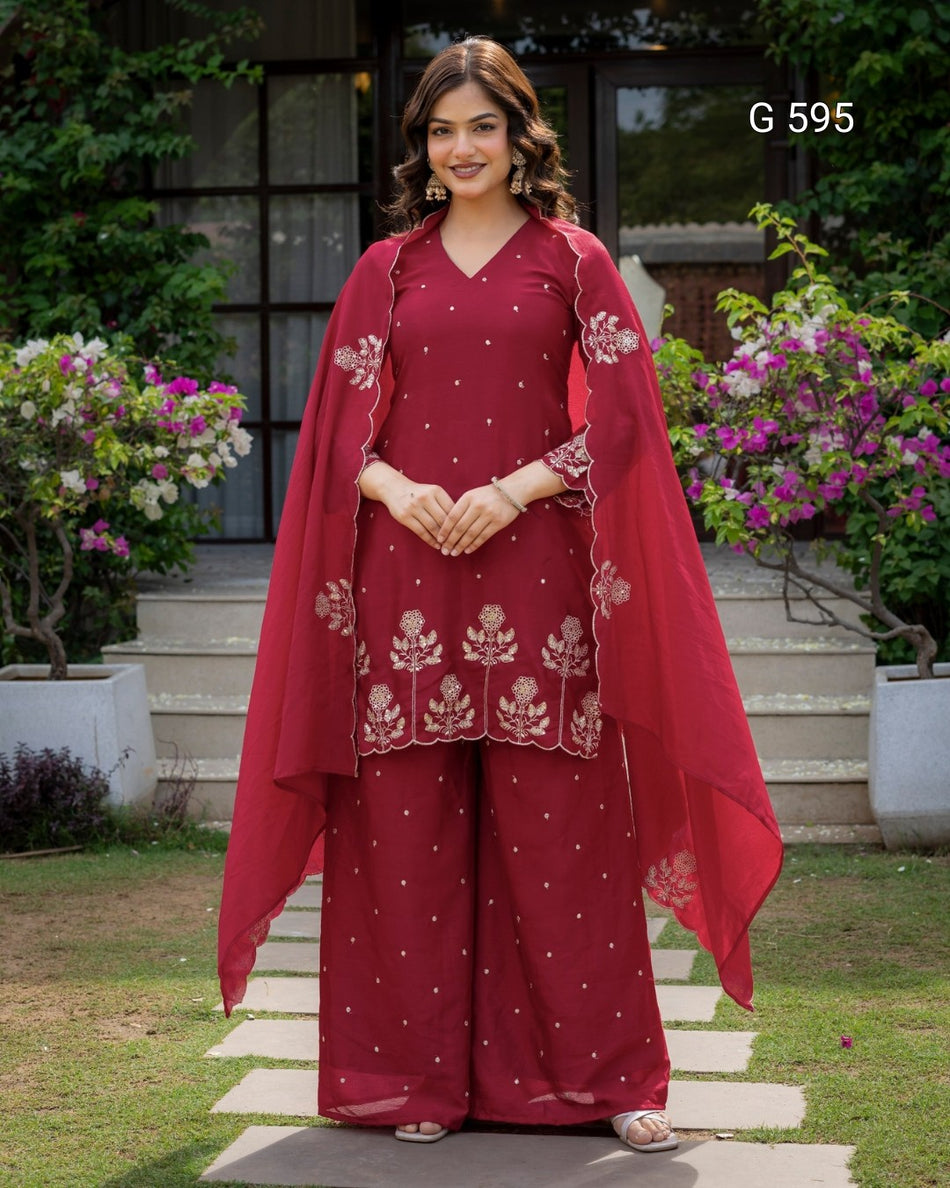 Graceful Embroidered Suit for Celebrations - G 595