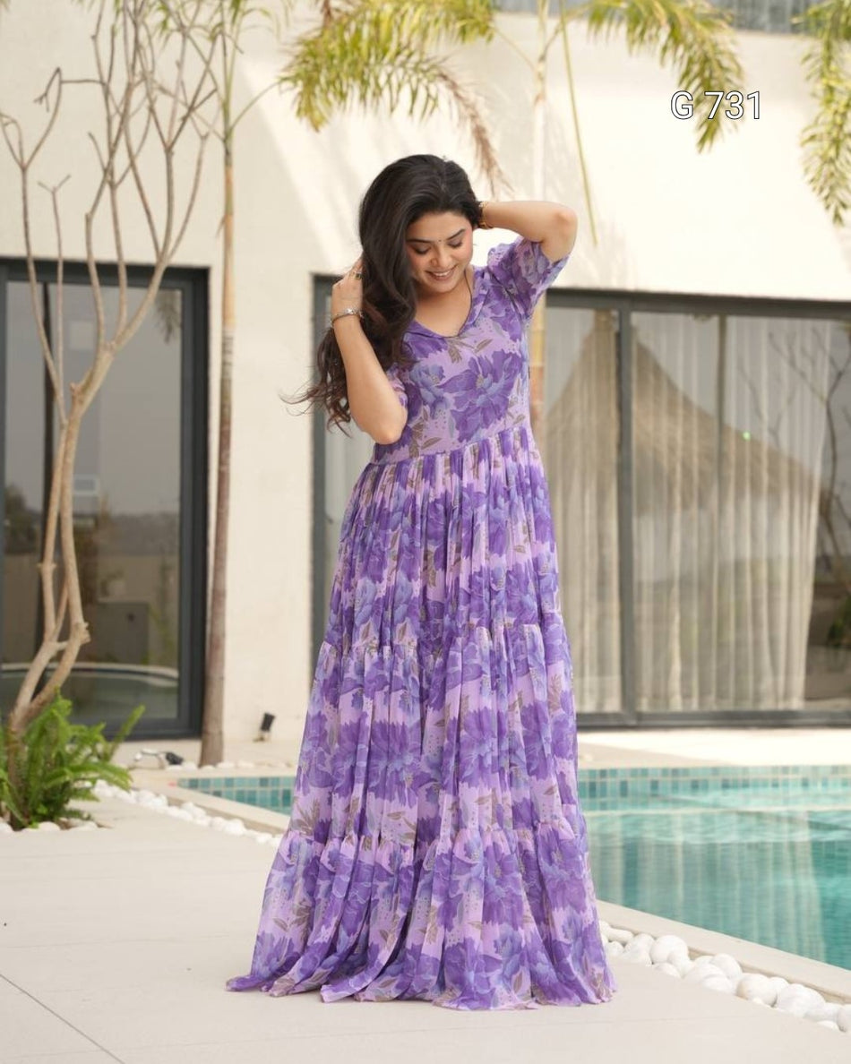 Beautiful Designer Gown with Graceful Twirl Appeal G 731