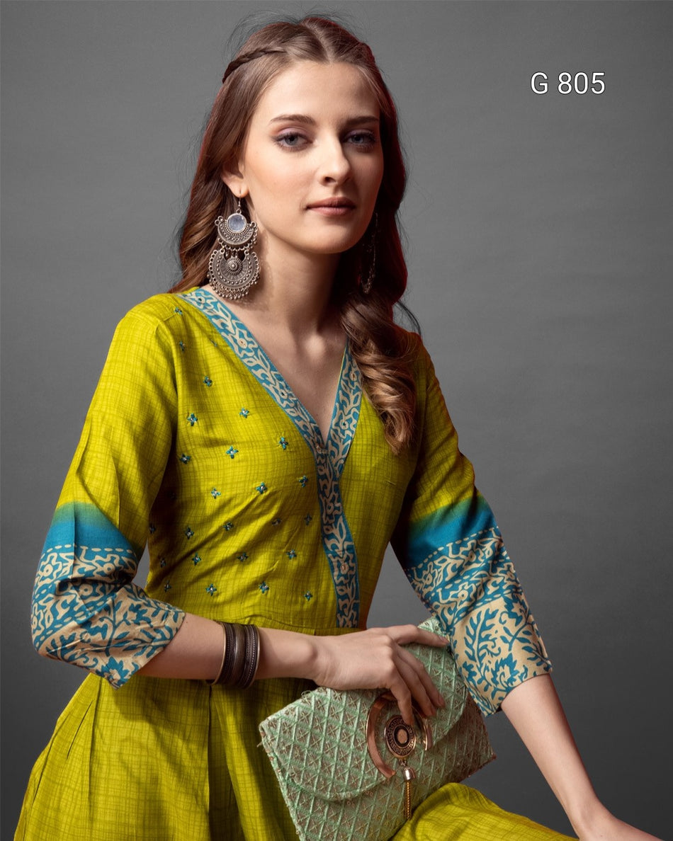 Stylish Printed Cotton Ethnic Gown for Women G 805