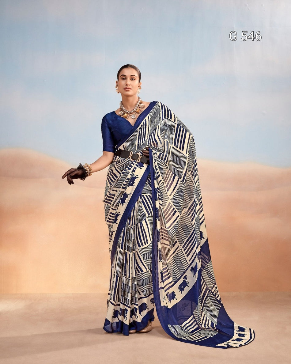 Stylish Abstract Satin Saree for Modern Ethnic Wear - G 546