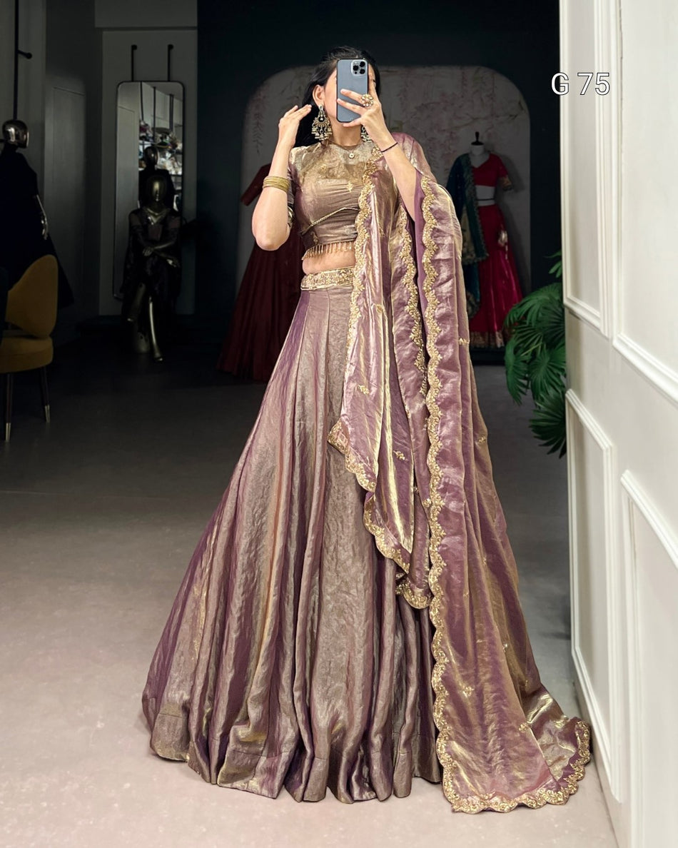 Fendi Lehenga with Sequins & Thread Embroidery Work – G 75 Lotus