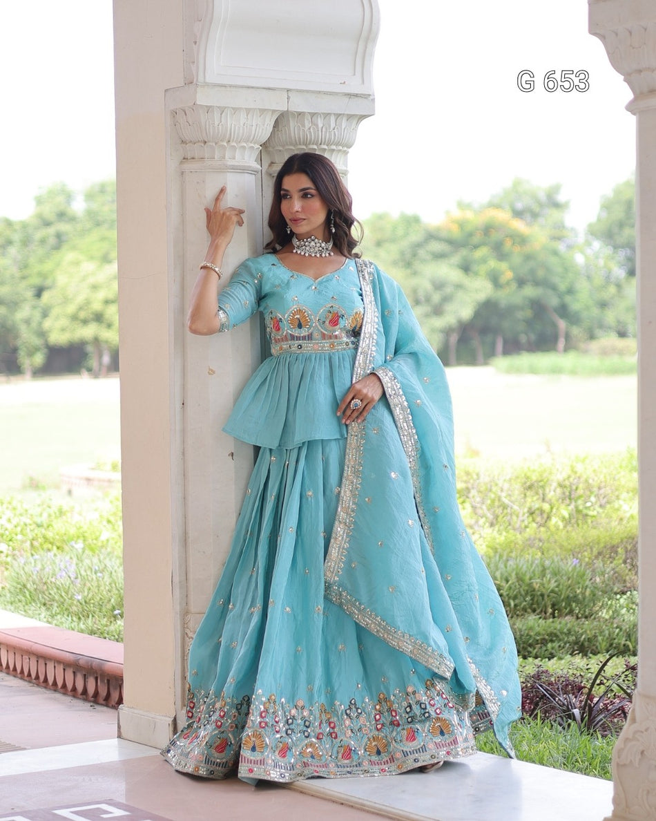Beautiful Embroidered Lehenga with Festive Glamour Appeal G 653