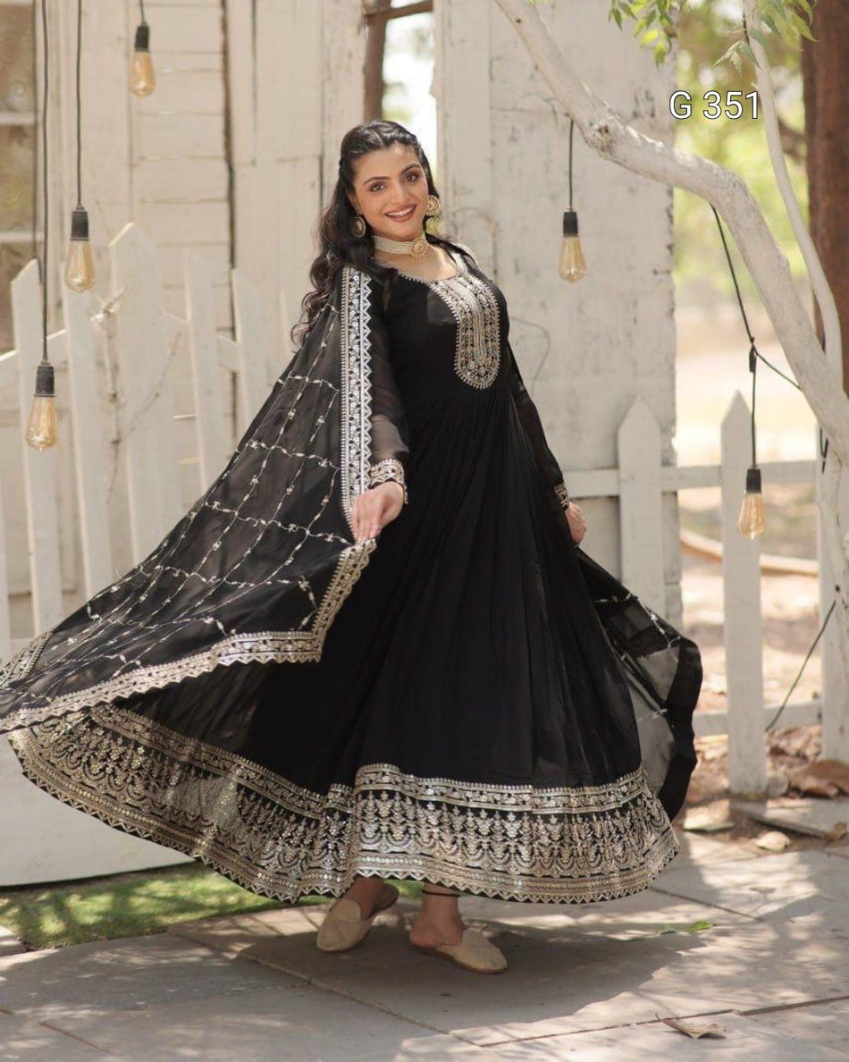 Faux Blooming Gown with Sequins Embroidery - G 351