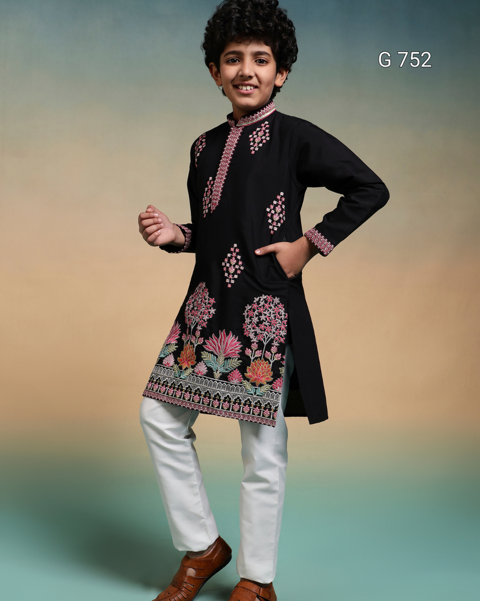 Premium Kids Kurta & Pant Set – Festive Viscose Silk & Cotton Outfit - G 752