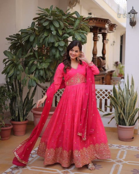 Luxurious Embroidered Gown for Wedding Celebrations G 660