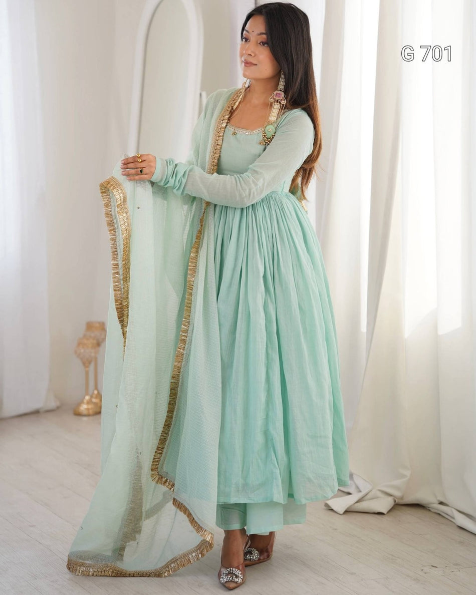 Luxurious Ethnic Anarkali with Elegant Lace Work G 701