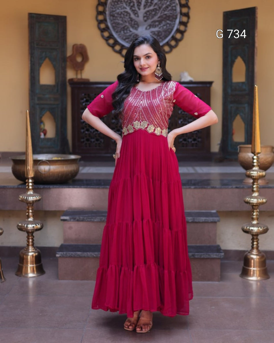 Luxurious Embroidered Gown with Royal Appeal  G 734