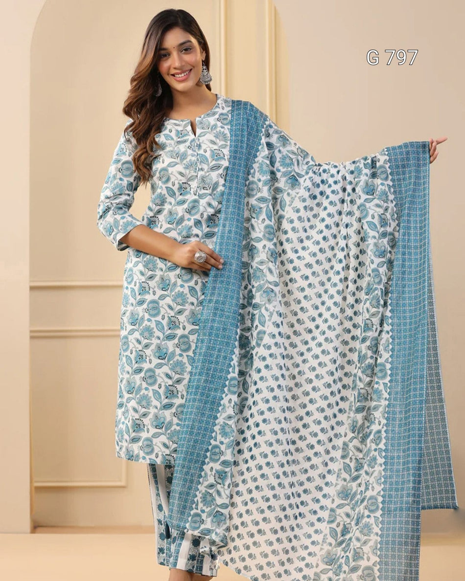 Readymade Kurti Pant Dupatta Set for Women G 797