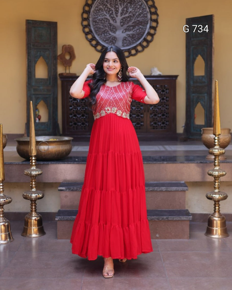 Luxurious Embroidered Gown with Royal Appeal  G 734