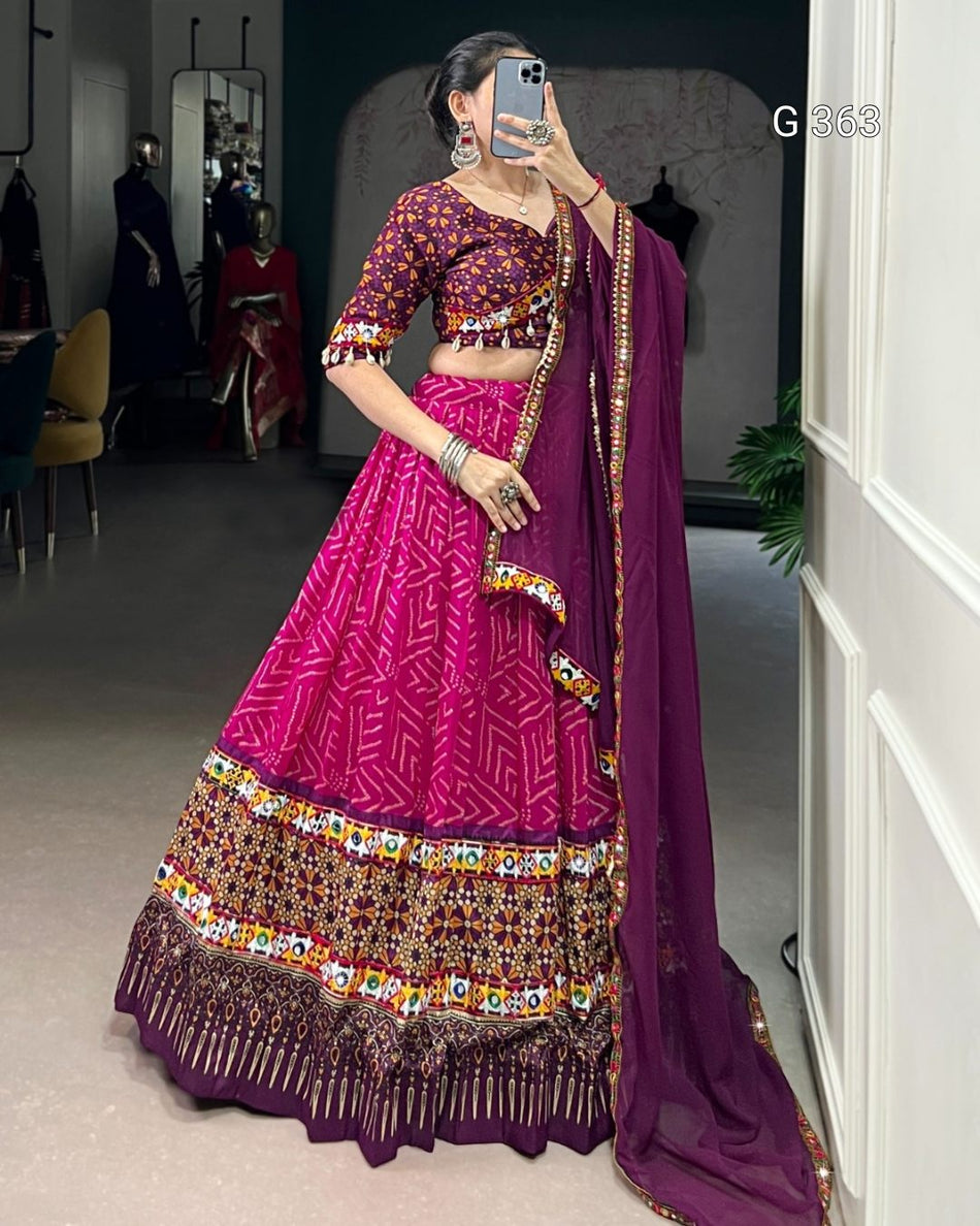 Tasar Silk Lehenga with Foil & Embossed Design – G 363