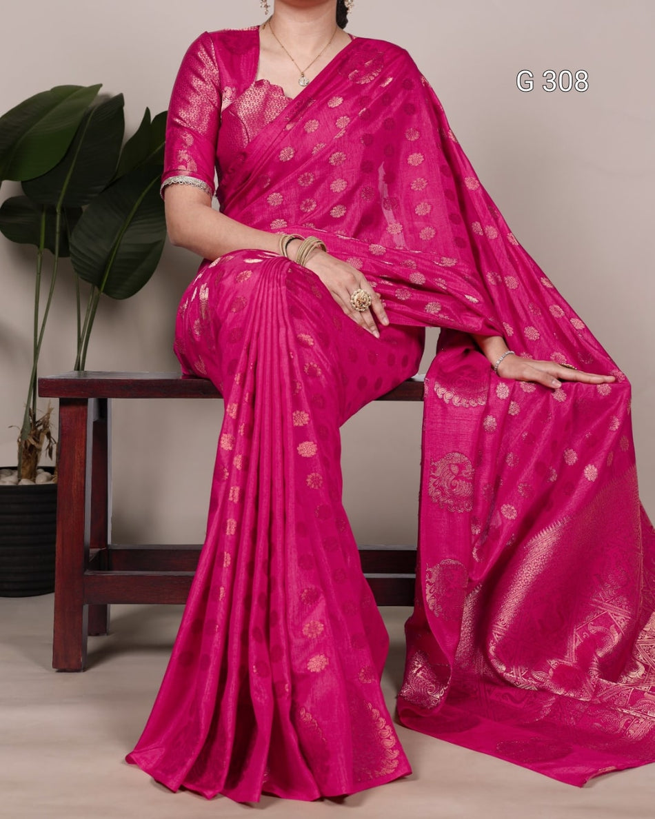 Roop Silk Saree with Zari Weaving Work – G 308 Pink