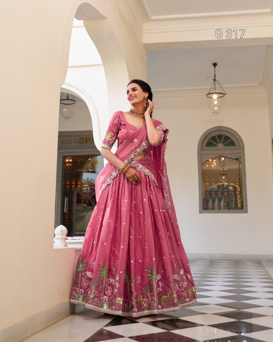 Gold Crush Lehenga with Sequins & Thread Embroidery – G 317