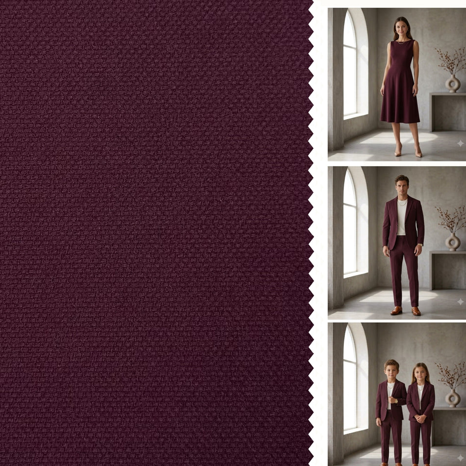Dark Purple Peanut Knit Fabric by Yard, Poly Spandex Crinkle Pebble Stretch Material - GF 24