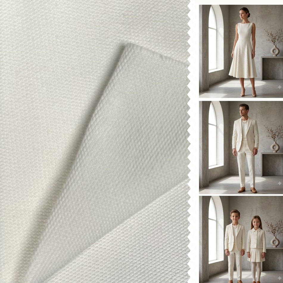White Malai Knit Fabric by Yard, Poly Spandex Ultra Soft Stretch Material - GF 22