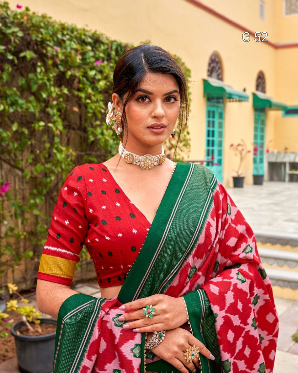 Tussar Silk Lehenga with Foil Print & Heavy Tassels – G 52 Green