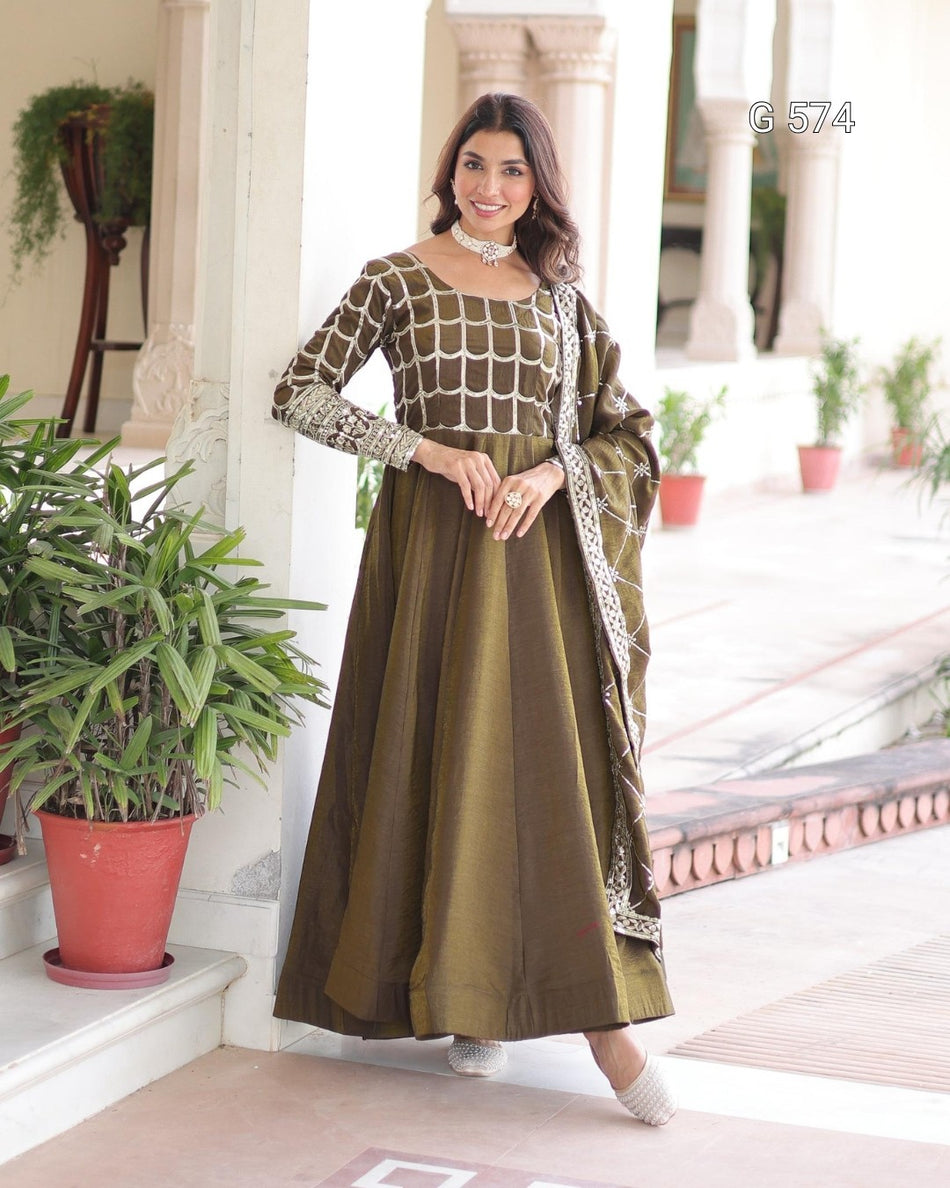 Premium Readymade Gown with Elegant Dupatta - G 574