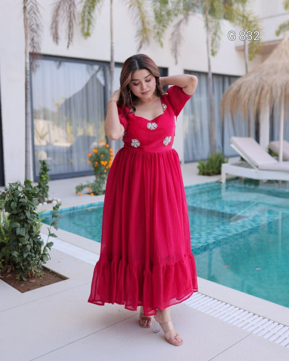 Wedding Function Gown with Embroidery Work G 832