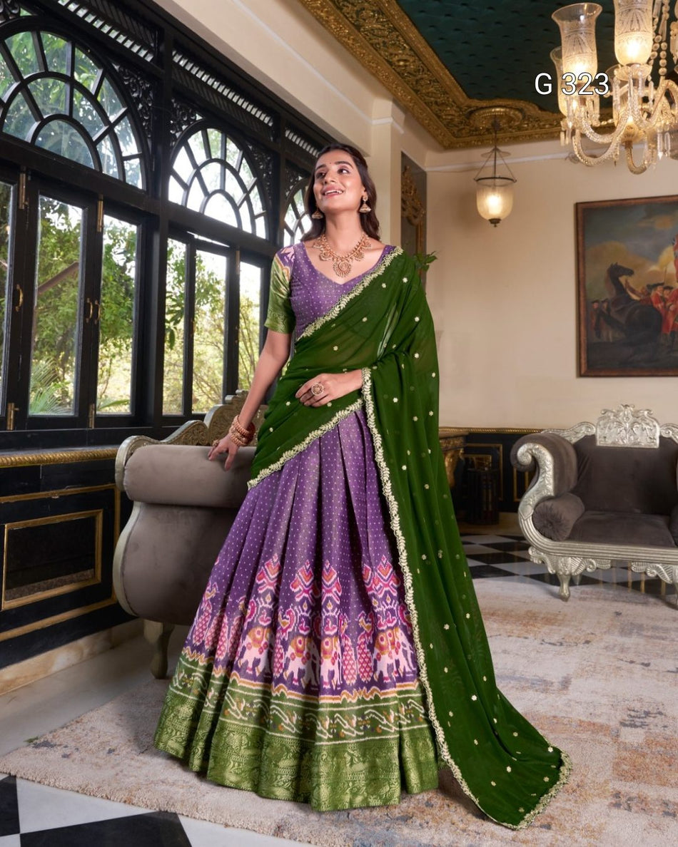 Kanchipuram Lehenga with Zari & Sequins Work – G 323
