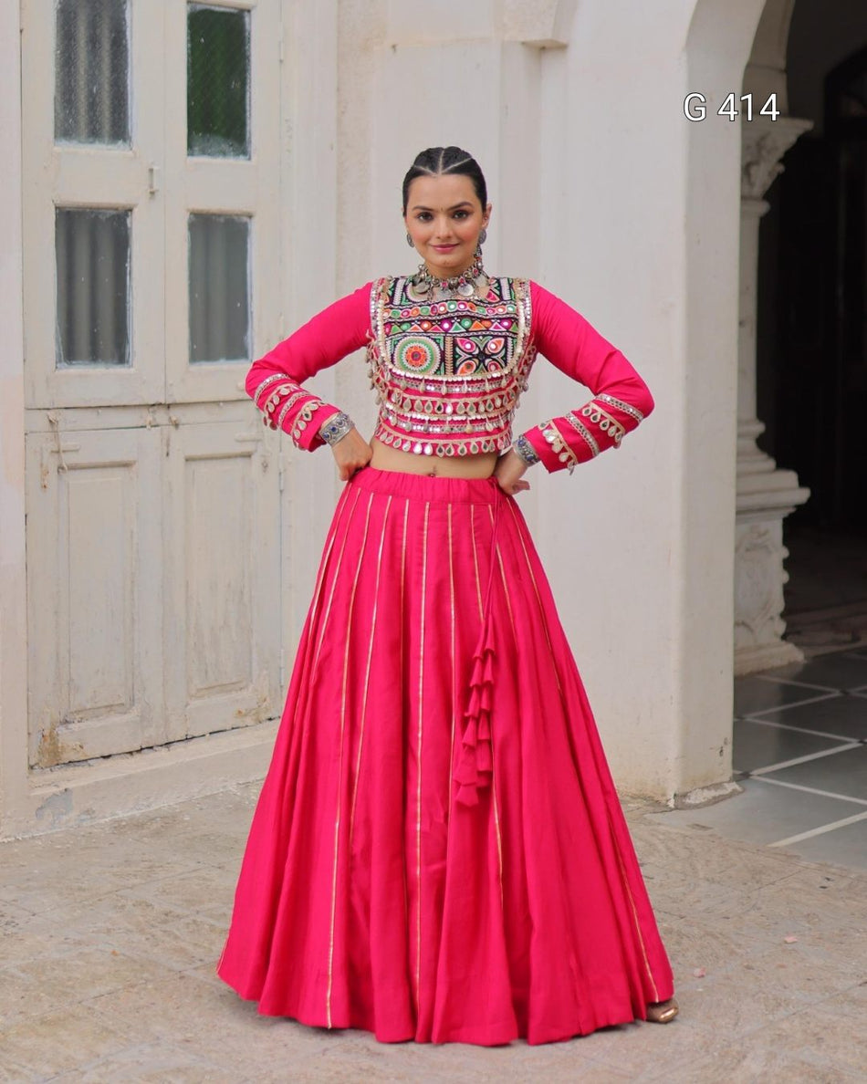 Roman Lehenga with Gota-Patti Lace & Embroidered Top – G 414