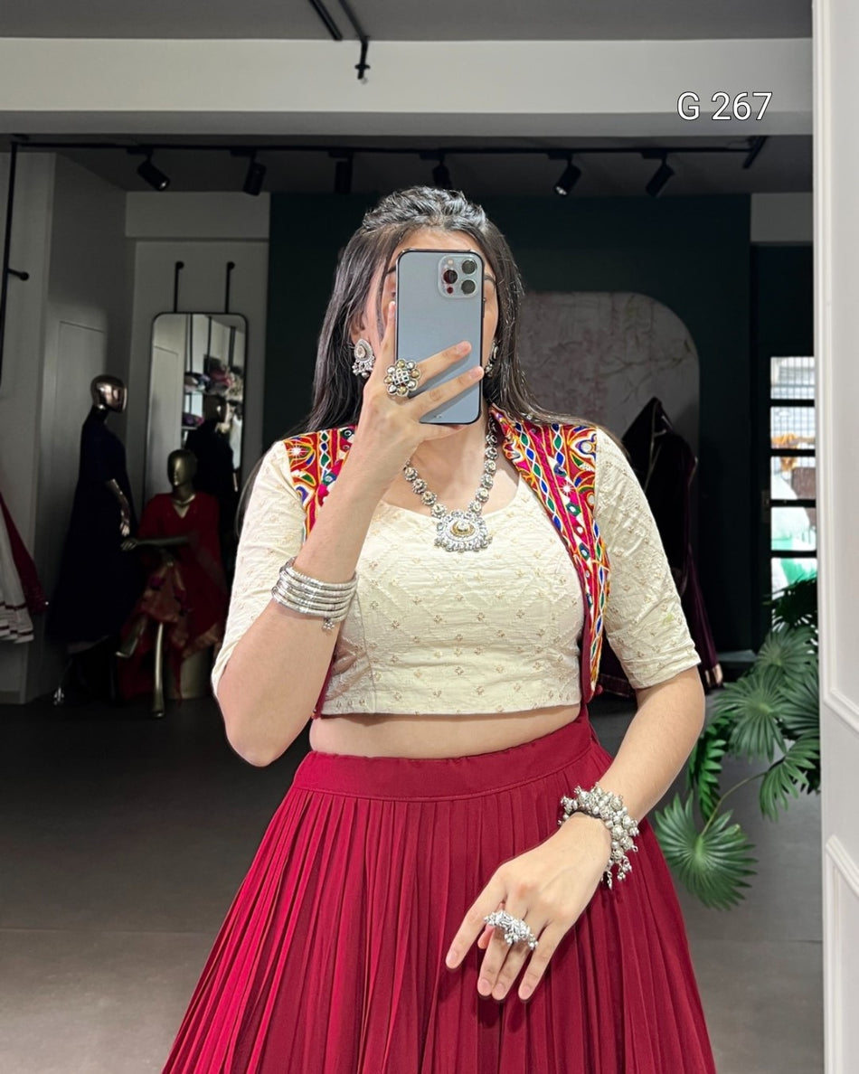 Gotta Patti Lace Touch Up Pure Rayon Lehenga – G 267 Maroon