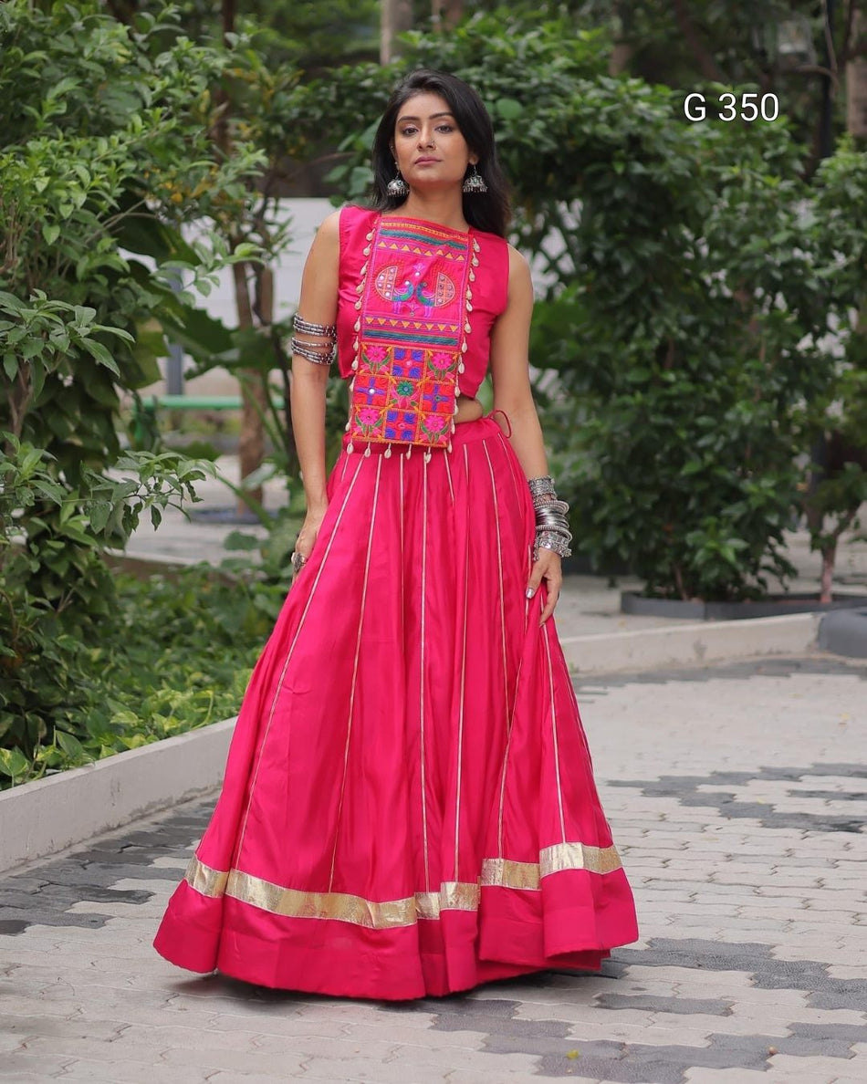 Roman Lehenga with Gota-Patti Lace & Mirror Embroidery - G 350