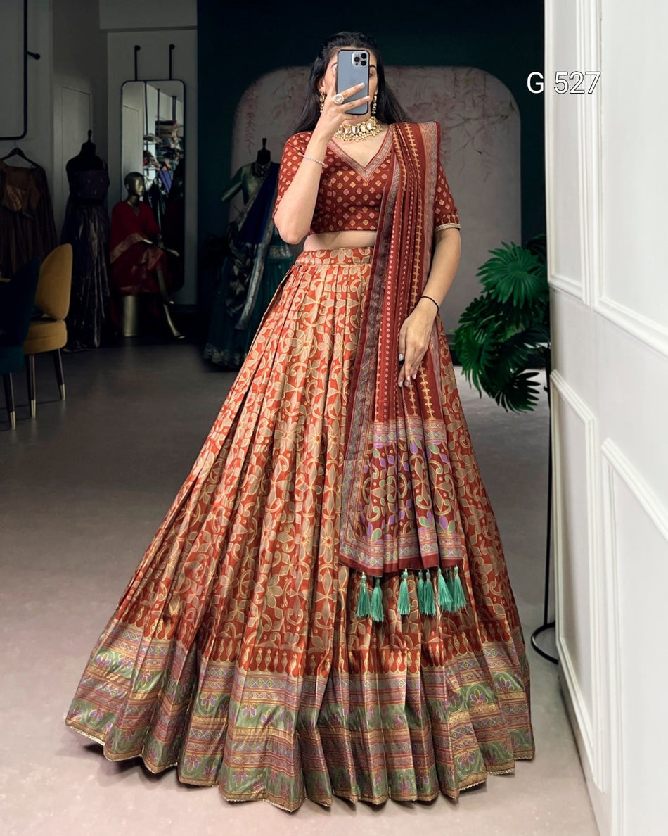Beautiful Tasar Silk Lehenga for Festive Occasions - G 527