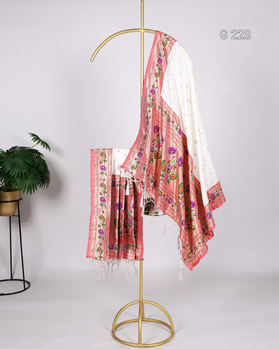 Jacquard Paithani Dupatta with Weaving Zari Work & Tassels – G 228