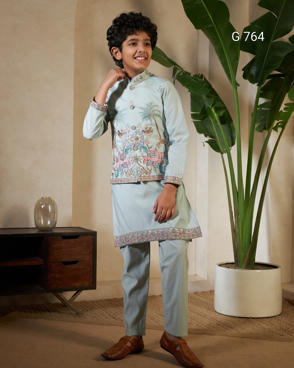 Premium Kids Koti Kurta Bottom Set for Boys - G 764