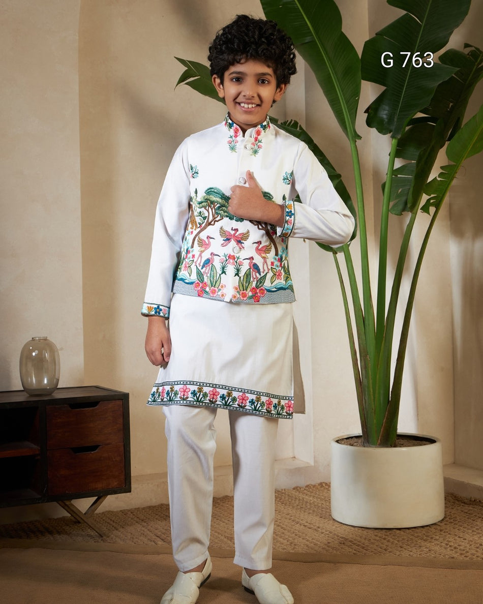Premium Viscose Silk Kurta Set for Kids - G 763