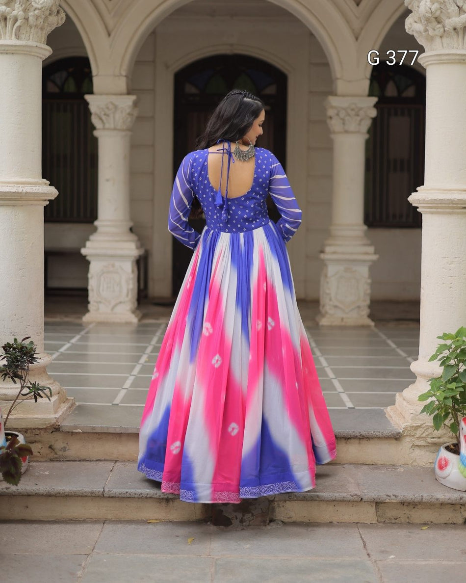 Kora Cotton Gown with Multi-Thread & Gota Patti Work – G 377