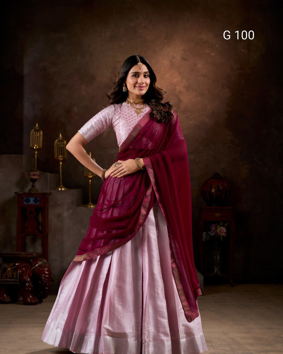 Jacquard Silk Lehenga with Weaving Work – G 100 Launder