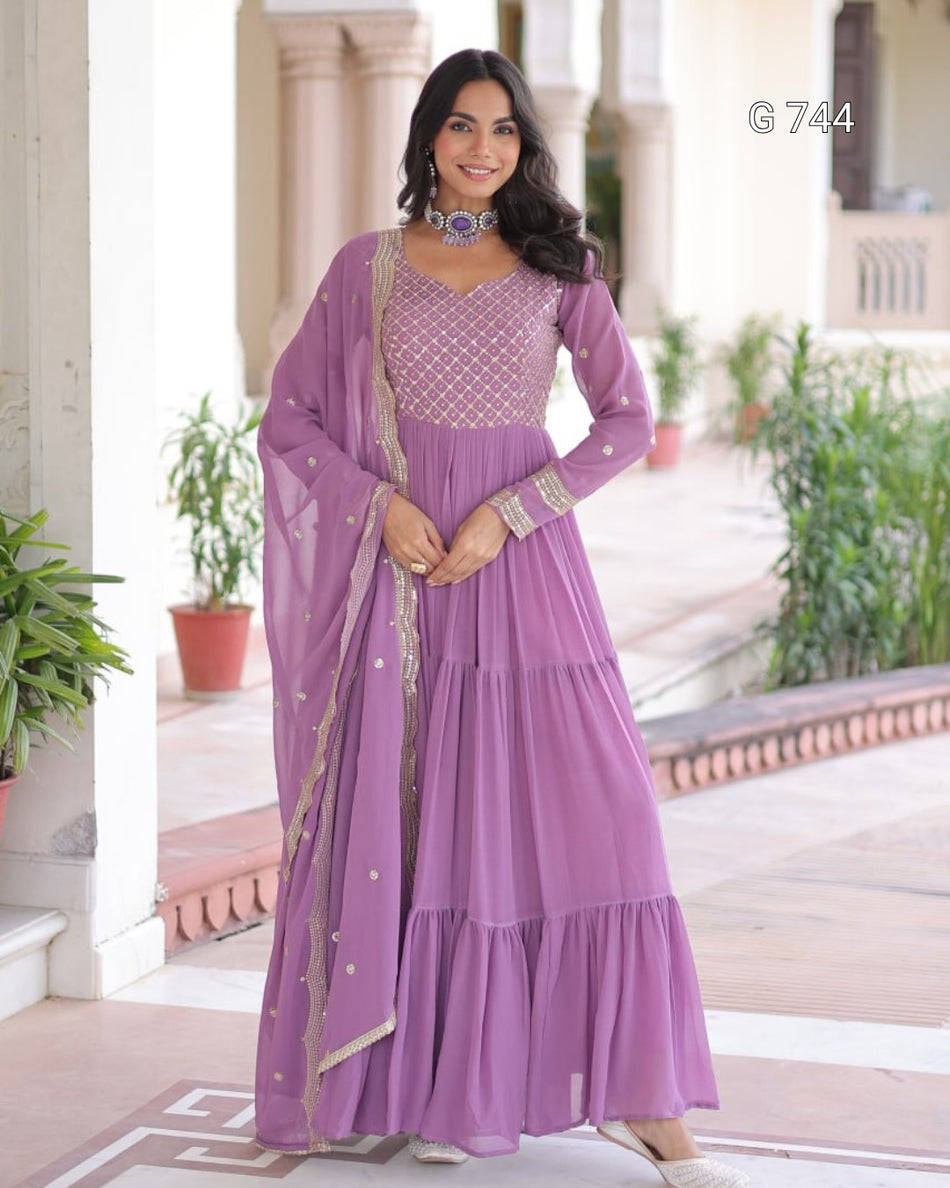 Festive Embroidered Gown with Graceful Dupatta Appeal G 744